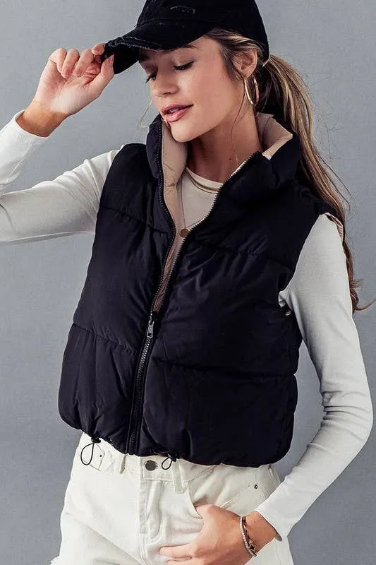 Reversible Cropped Puff Vest