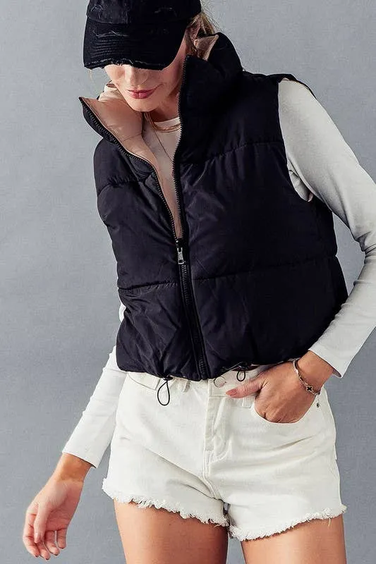 Reversible Cropped Puff Vest