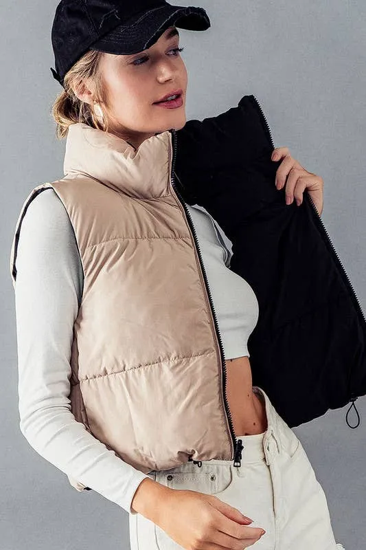 Reversible Cropped Puff Vest