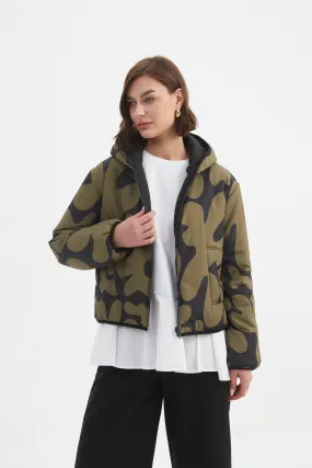 REVERSIBLE PRINT PUFFER JACKET