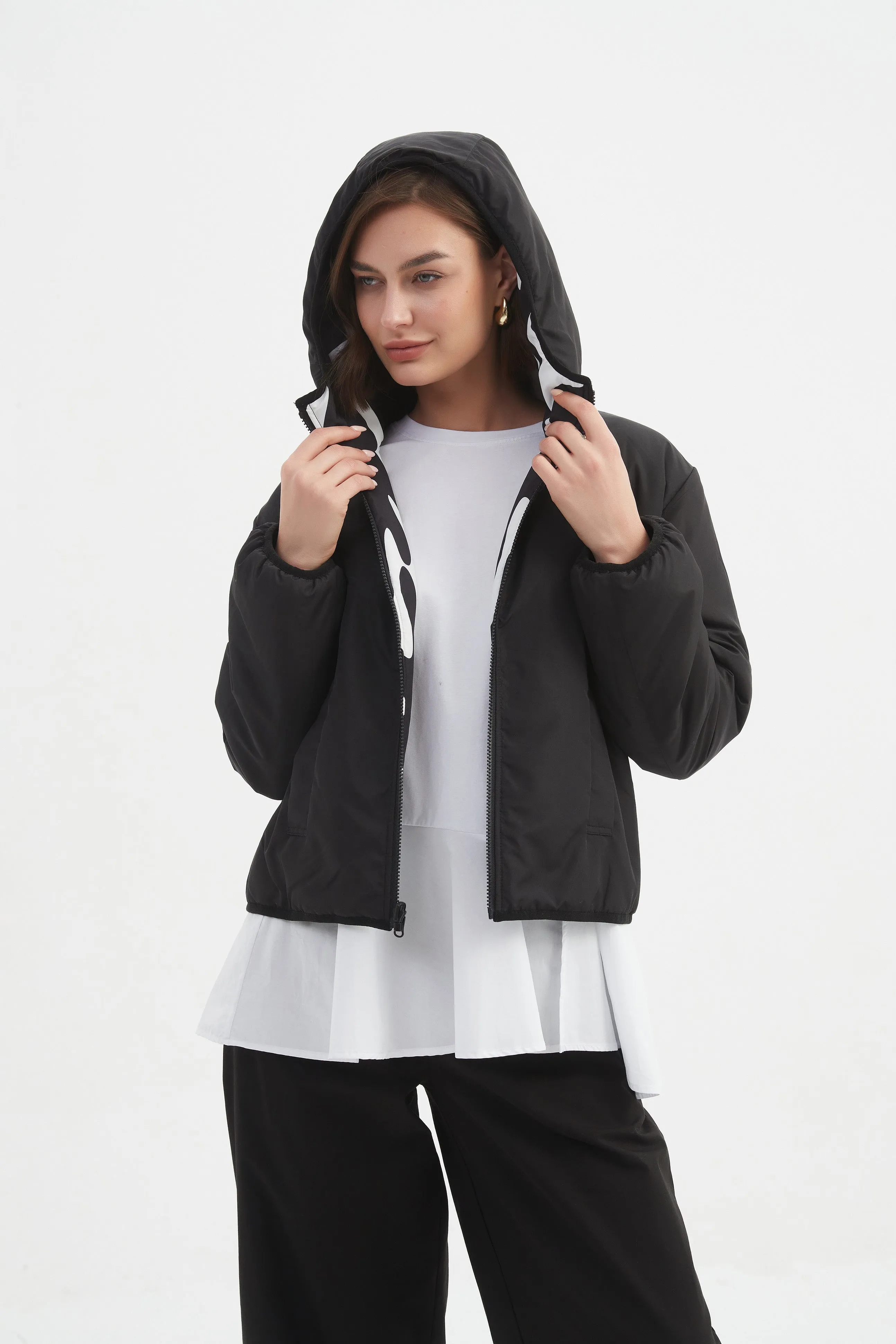 REVERSIBLE PRINT PUFFER JACKET