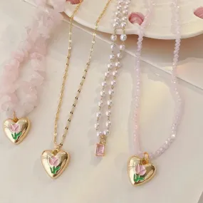 Rose Quartz Rose Bouquet      Choker Kawaii Academia Y2K Cottagecore Coquette Fairycore Dollette Princesscore