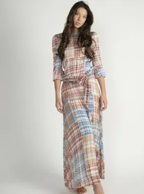 Rust Plaid Set With Tie Belt