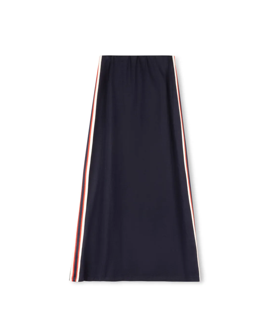 set outfit elastic stripe side tee with maxi skirt - navy