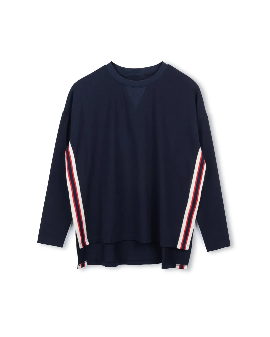 set outfit elastic stripe side tee with maxi skirt - navy