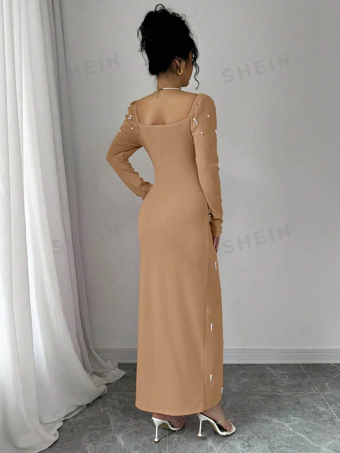 Sexy French High-End Embellished Slit Dress