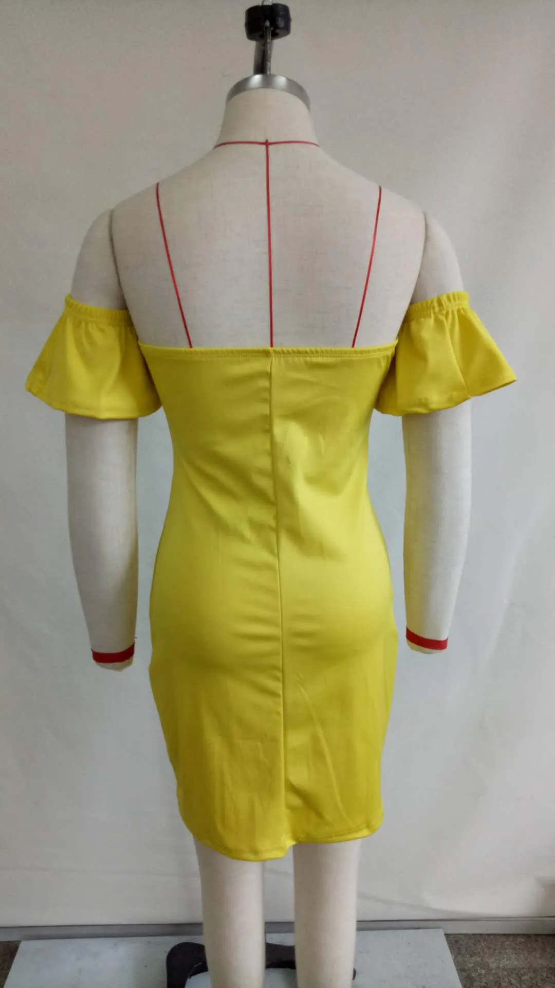 Sexy Sweetheart Bandage Bodycon Dress With Details #Yellow #Strapless #Bandage