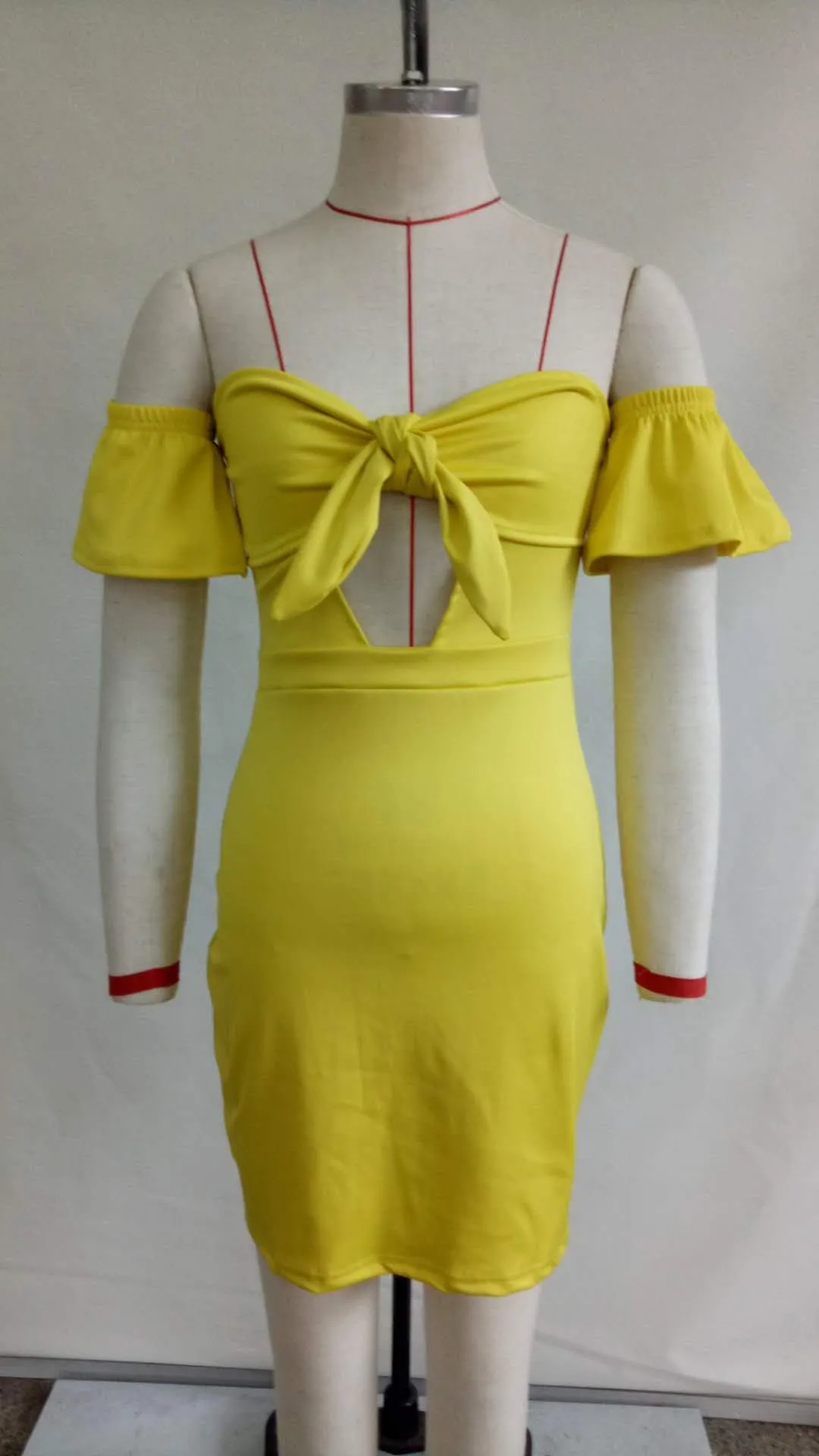 Sexy Sweetheart Bandage Bodycon Dress With Details #Yellow #Strapless #Bandage