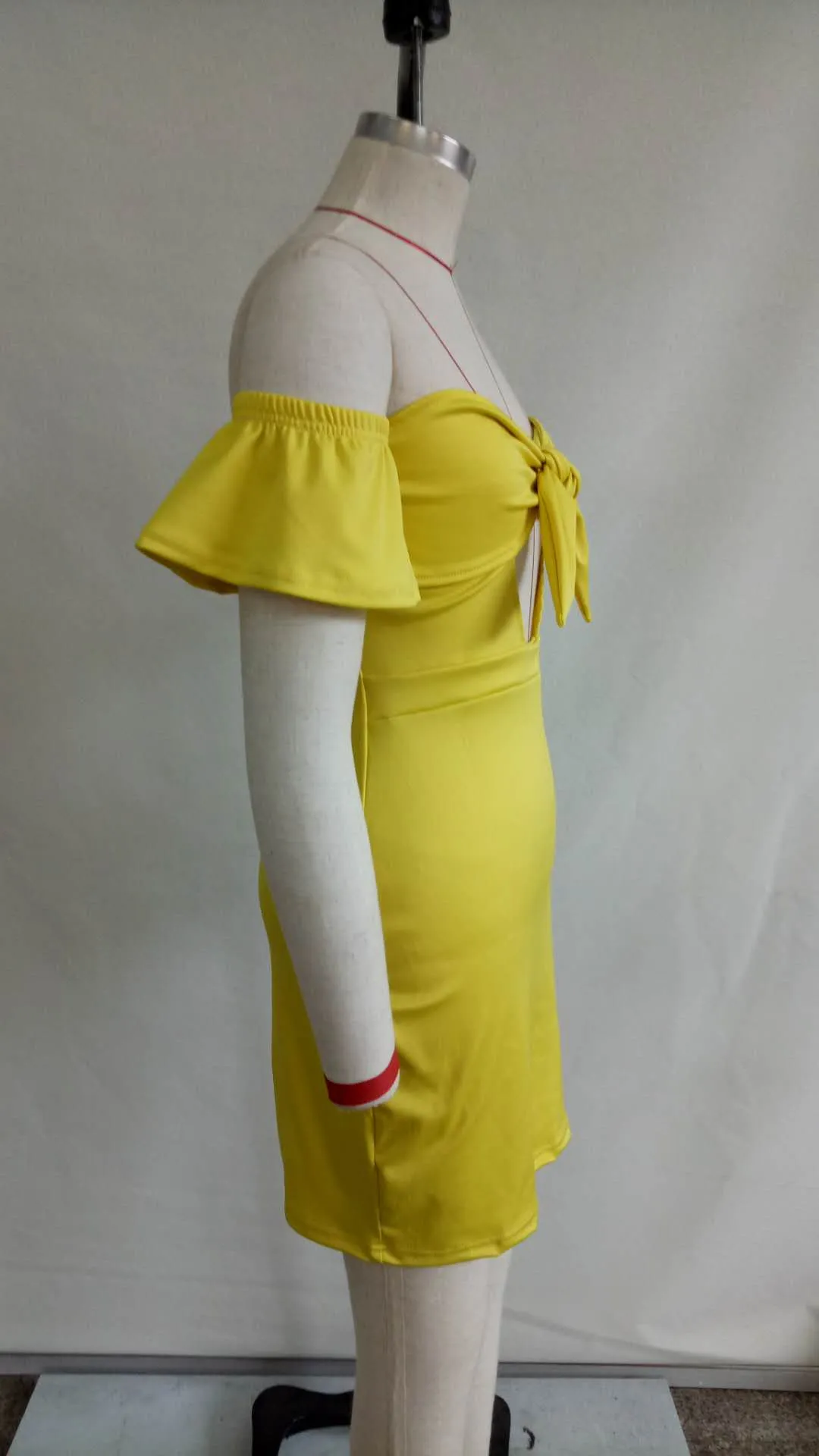 Sexy Sweetheart Bandage Bodycon Dress With Details #Yellow #Strapless #Bandage