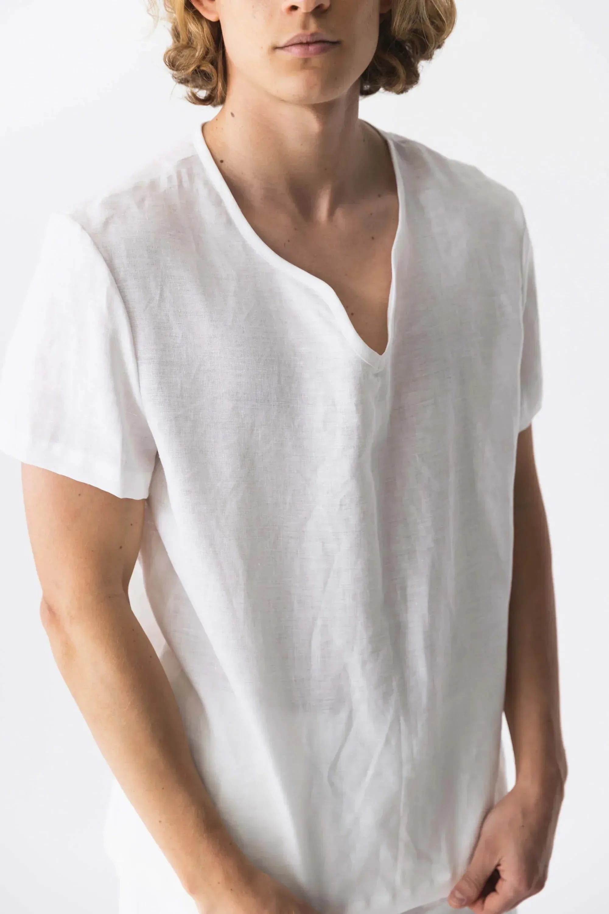Short-sleeved linen tunic burgundy - Marcelo