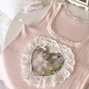 Siamese Kittens, Roses, and Lace         Top Kawaii Academia Y2K Cottagecore Coquette Fairycore Dollette Princesscore