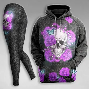 Skull Rose Pink Gothic Combo Hoodie and Leggings