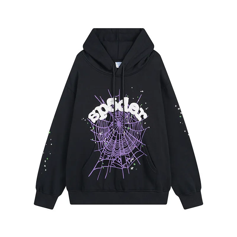 Sp5der Hoodie Spider Web Puff Print Leisure