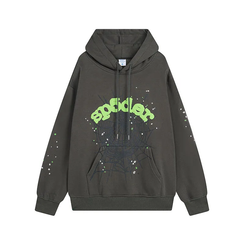 Sp5der Hoodie Spider Web Puff Print Leisure