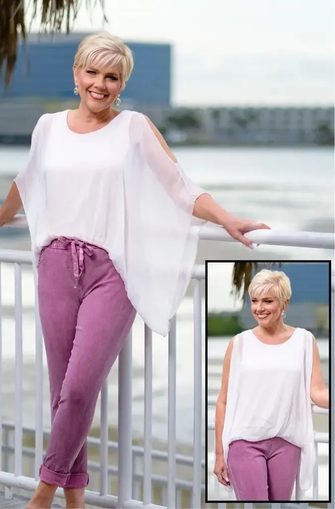 TEES BY TINA BT224 Tenley Cold Shoulder Silk Convertible Tank