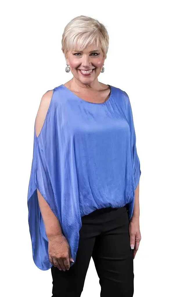 TEES BY TINA BT224 Tenley Cold Shoulder Silk Convertible Tank