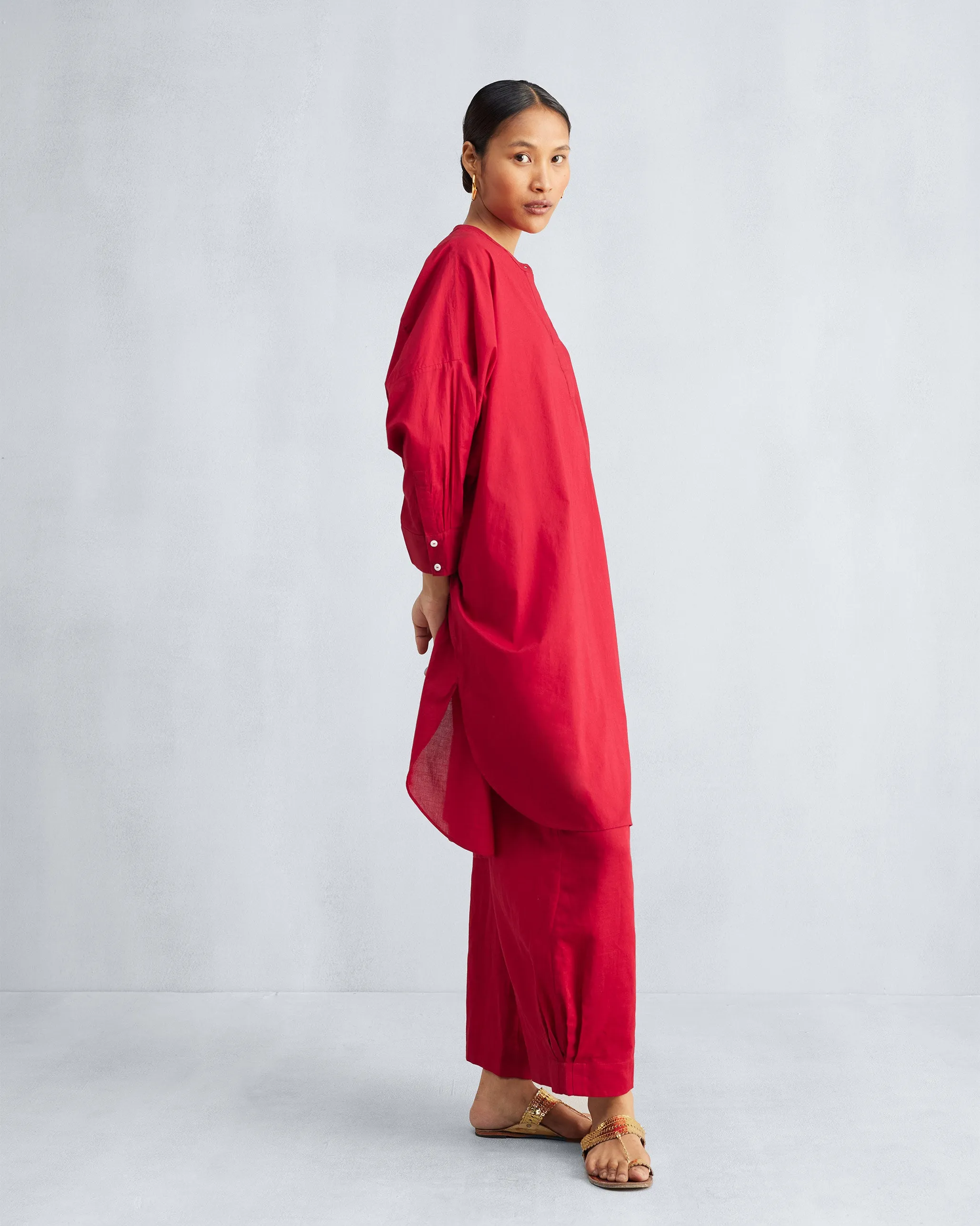 The Lazy sunday Tunic Set - Red