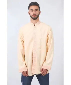 Traditional salmon tunic with upholstered buttons