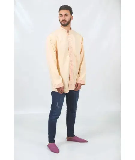 Traditional salmon tunic with upholstered buttons