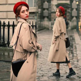 Turn-down Collar Belt Casual Loose Long Coats