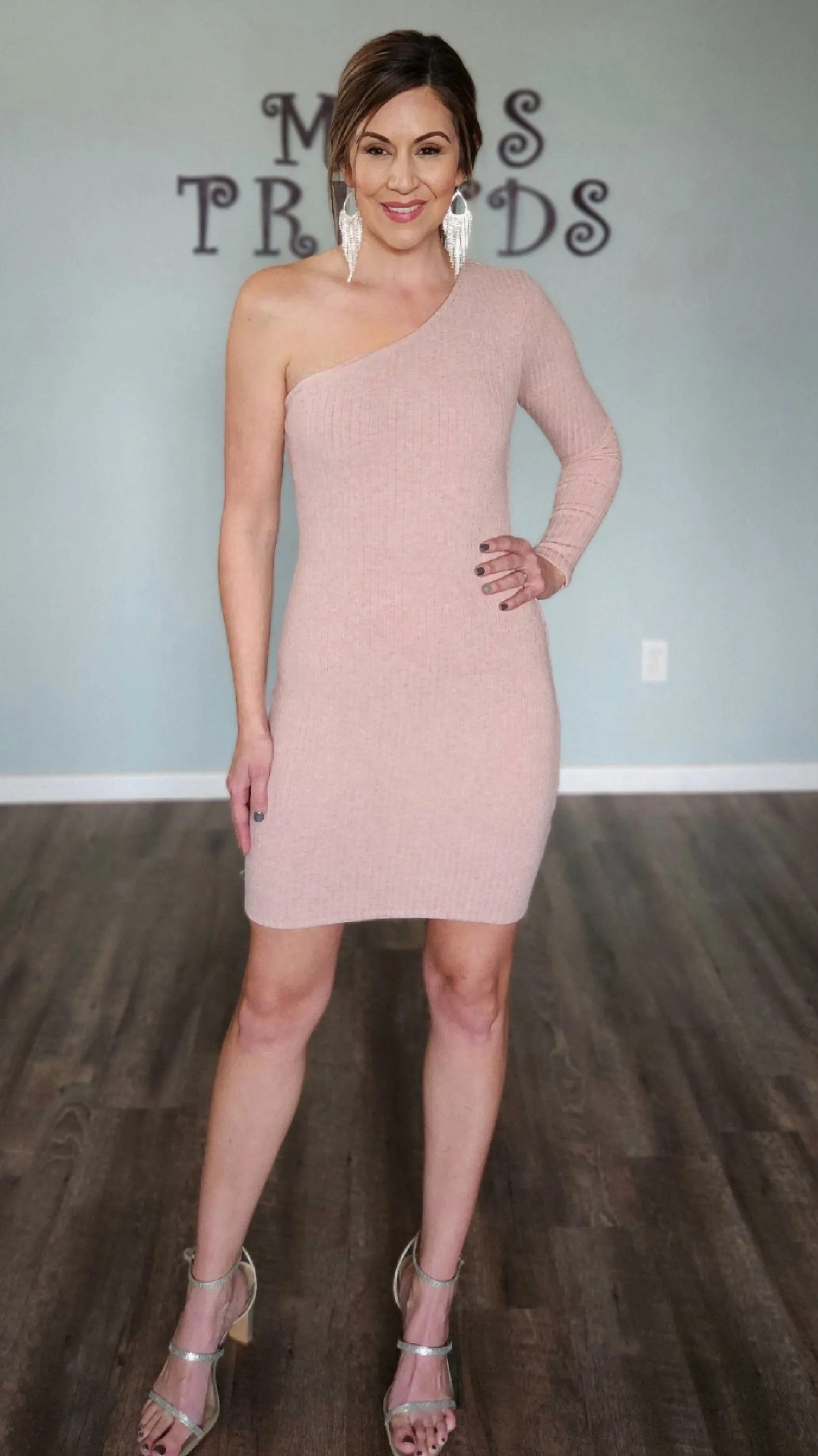 Versatility With Some Edge Sweater bodycon Dress-Pink