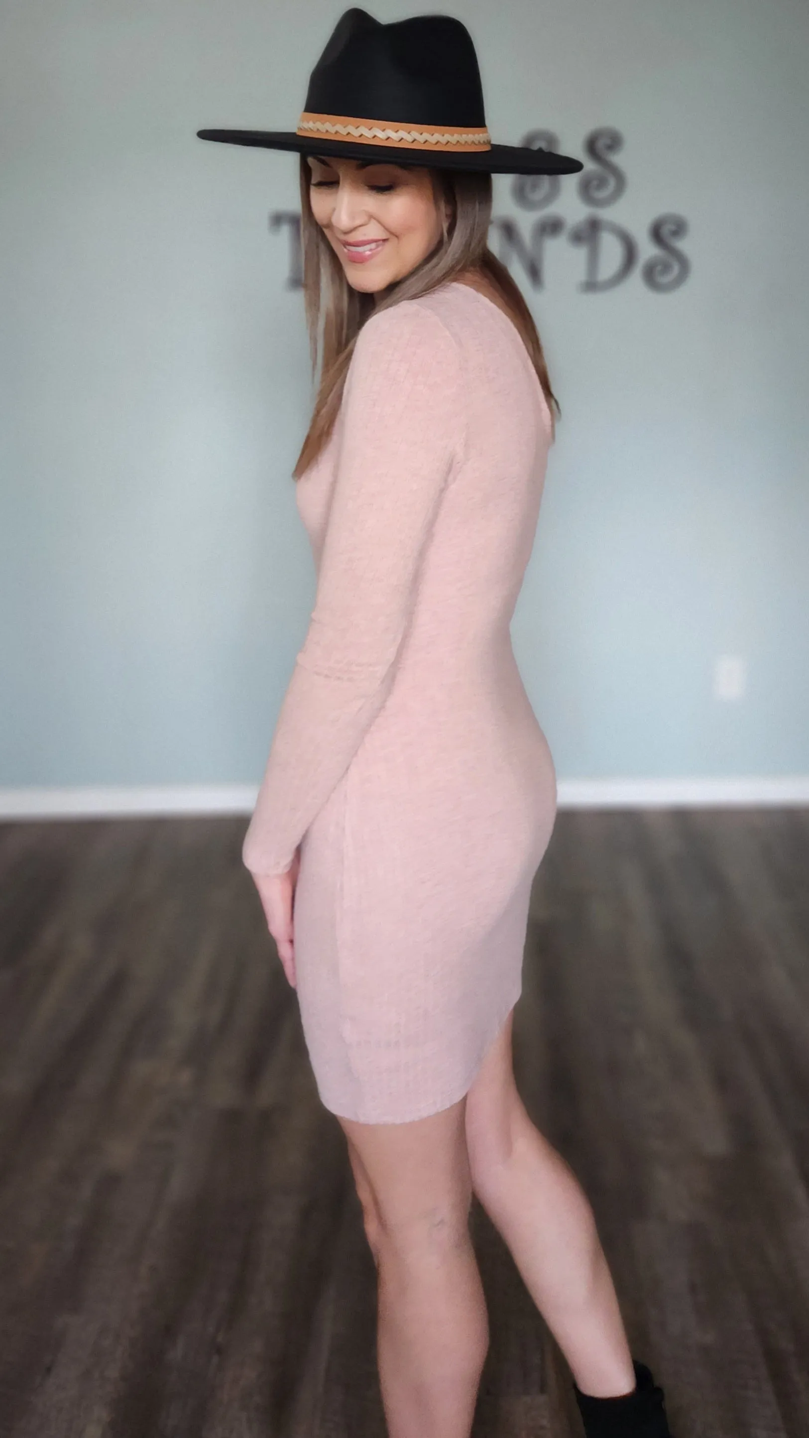 Versatility With Some Edge Sweater bodycon Dress-Pink