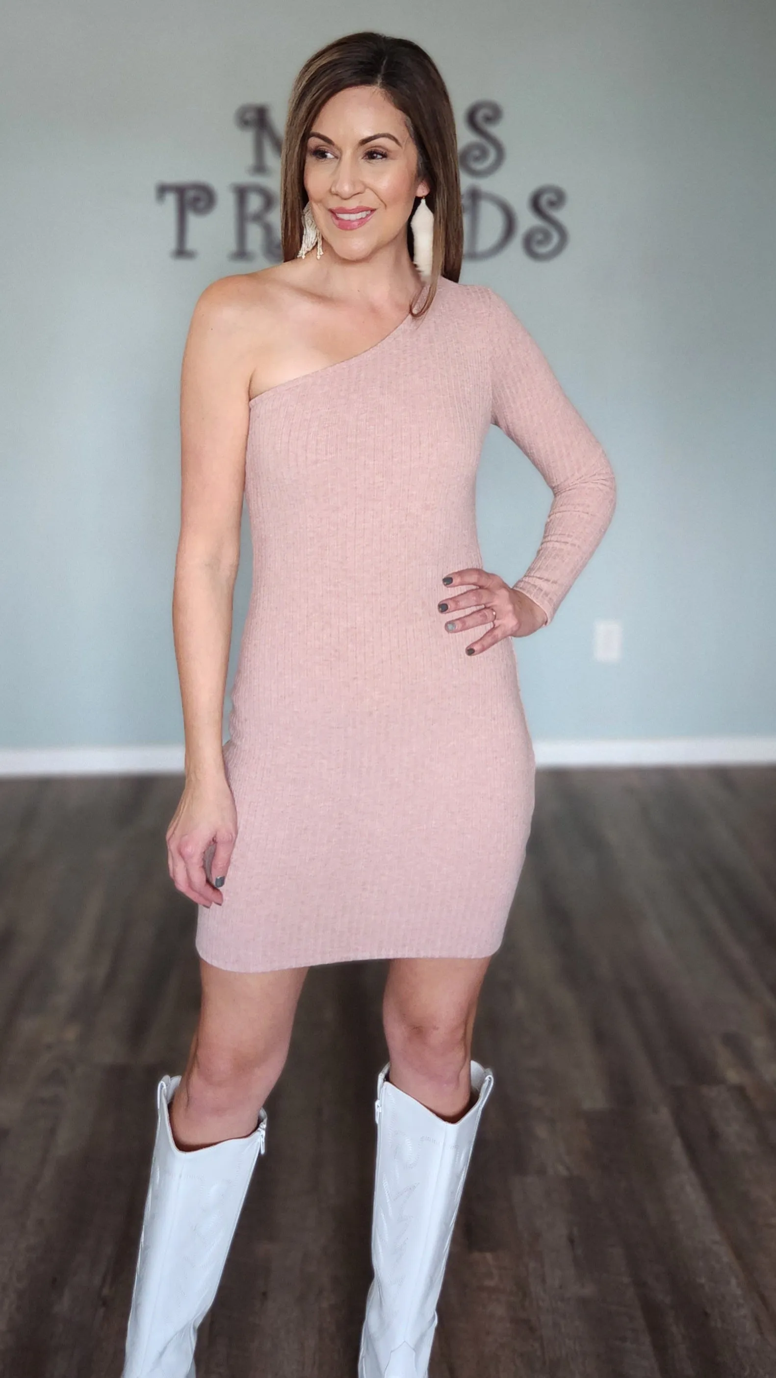 Versatility With Some Edge Sweater bodycon Dress-Pink