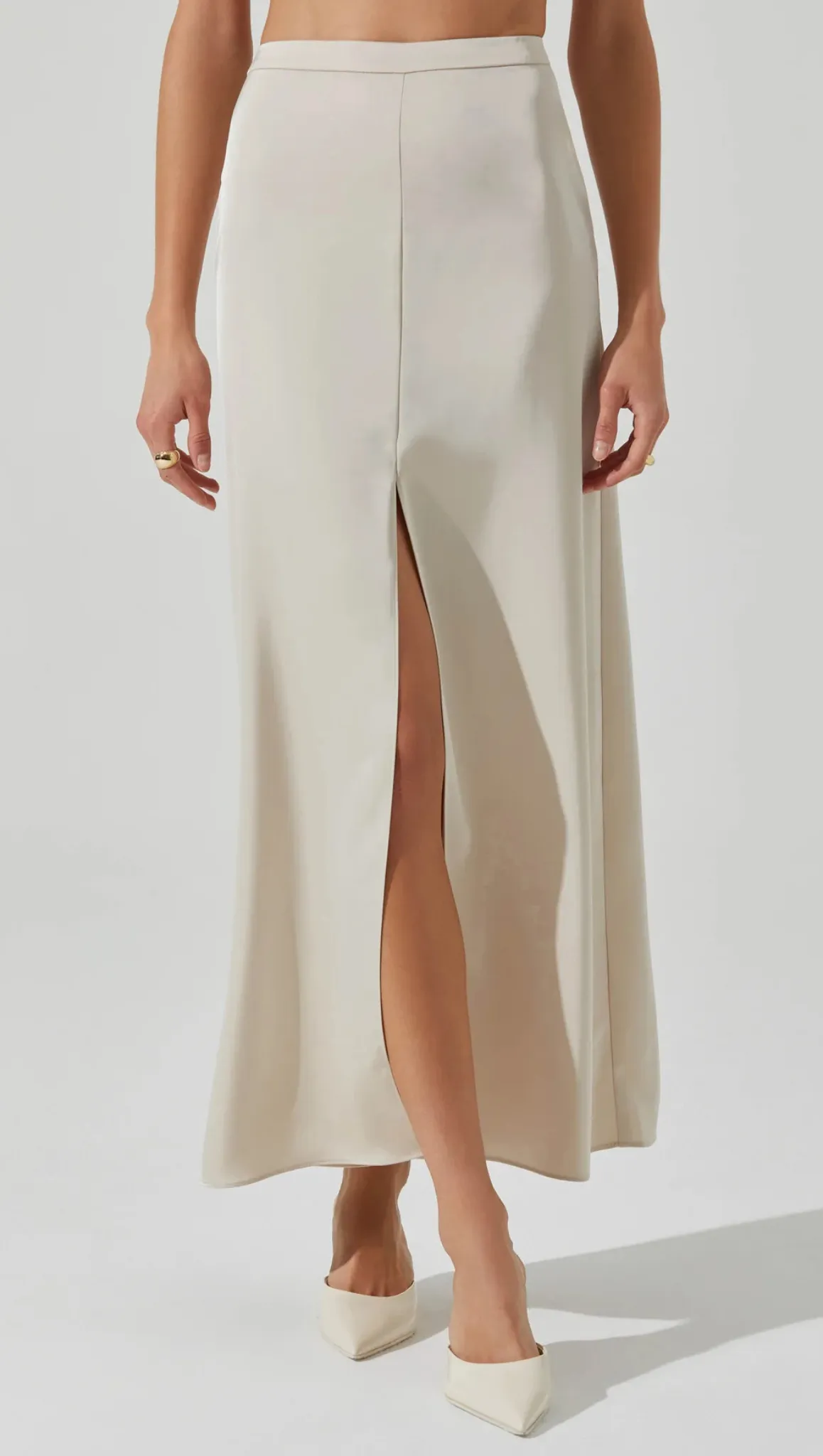 Vitella Satin Maxi Skirt - Ecru