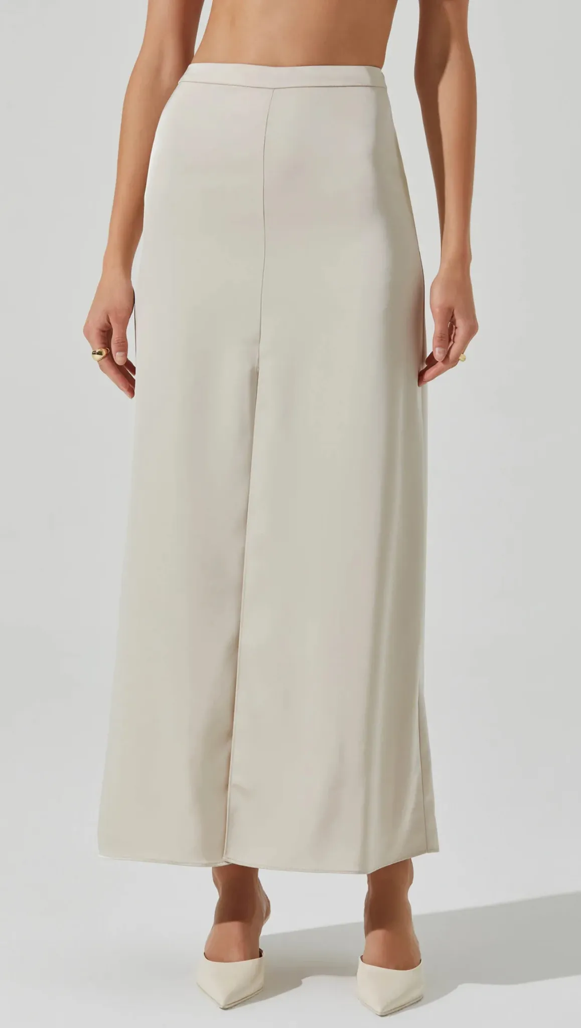 Vitella Satin Maxi Skirt - Ecru
