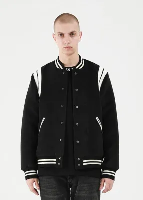 White Stripe Contrast Baseball Jacket