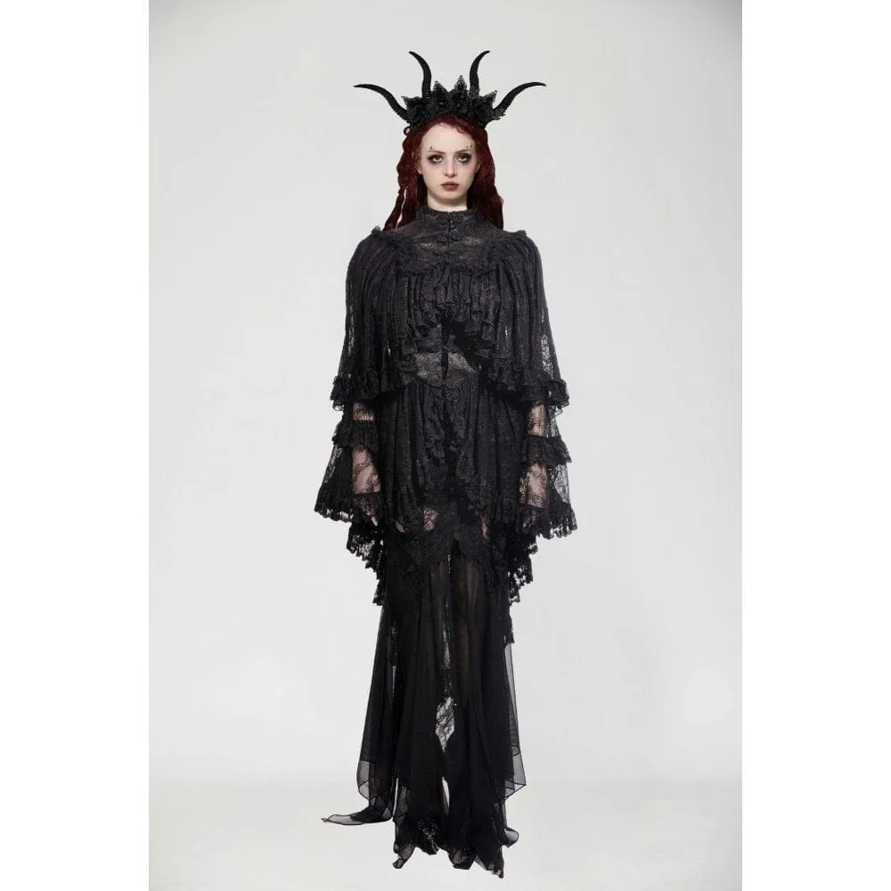 Women's Gothic Frog Ruffled Lace Cape
