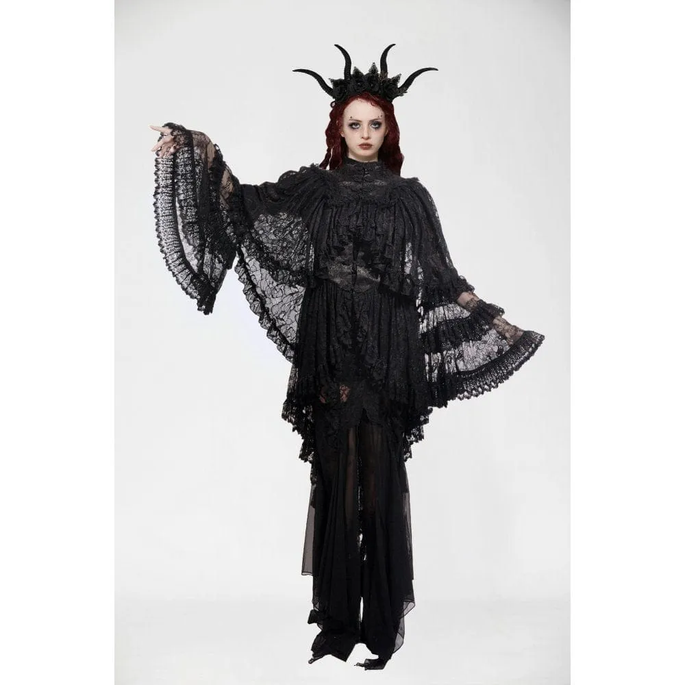 Women's Gothic Frog Ruffled Lace Cape