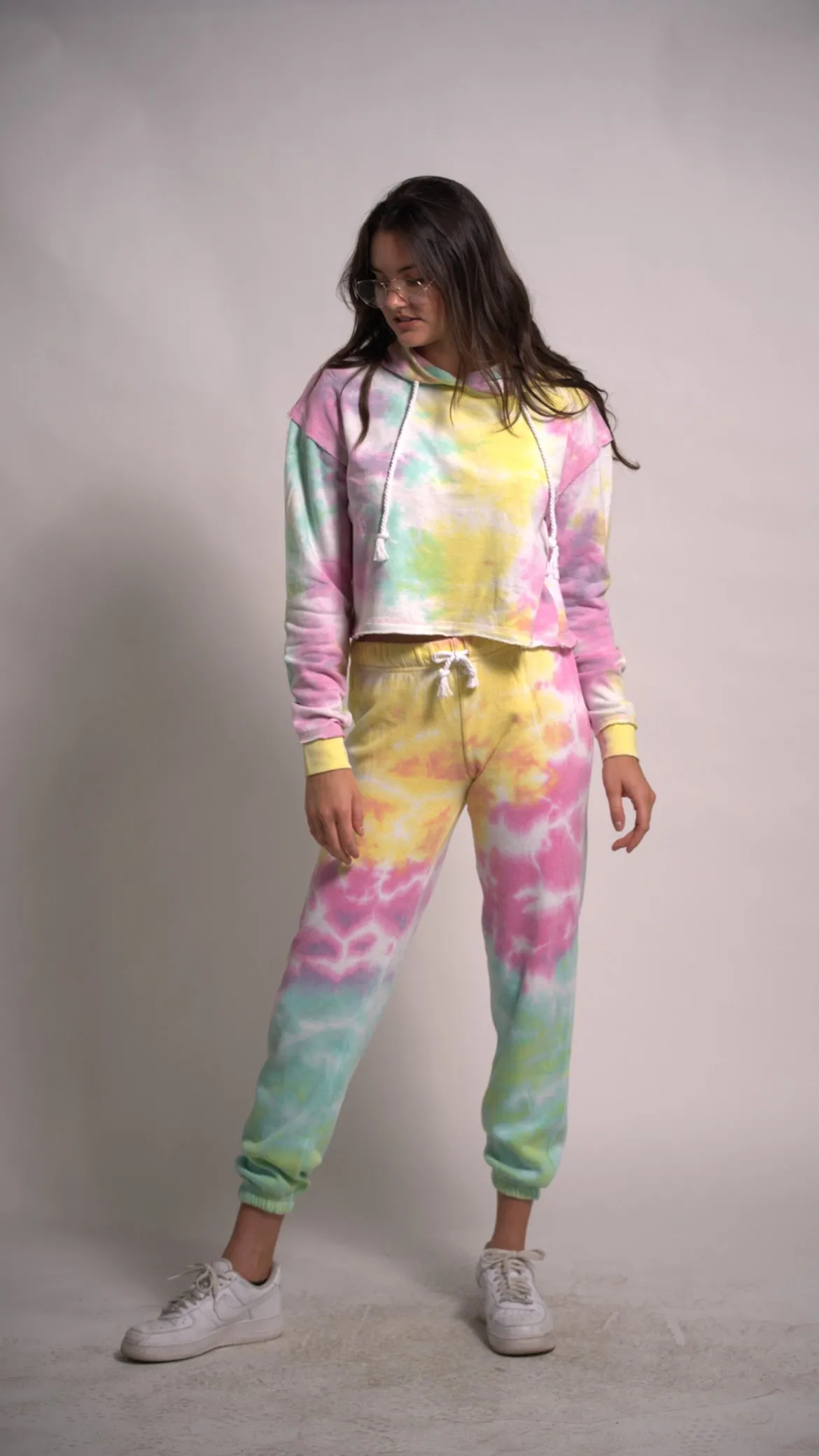 Women's Tracksuits Sweatshirt Hoodie Tie Dye and Joggers Two Piece Set Outfit