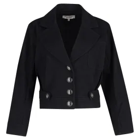 Yves Saint Laurent Rive Gauche Cropped Jacket in Black Cotton