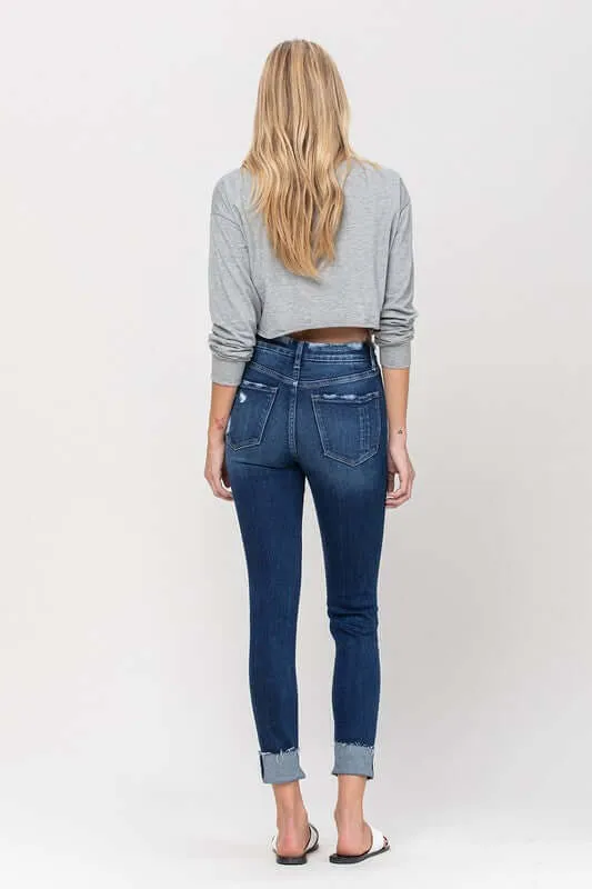 Zeke Blue High Rise Distressed Clean Cut Crop Skinny Jeans