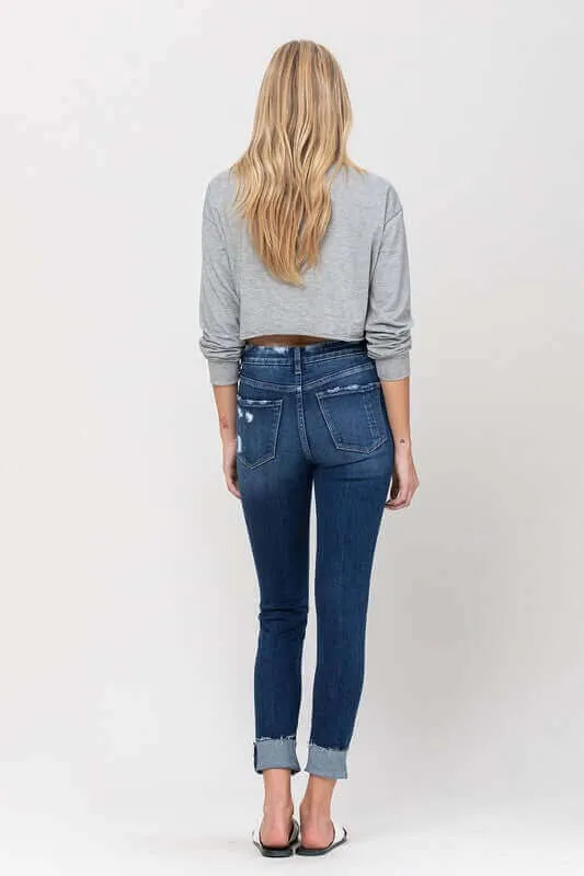 Zeke Blue High Rise Distressed Clean Cut Crop Skinny Jeans