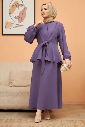 ZRF Women Buttoned Front Skirt Suit - Lilac - Ecatepec