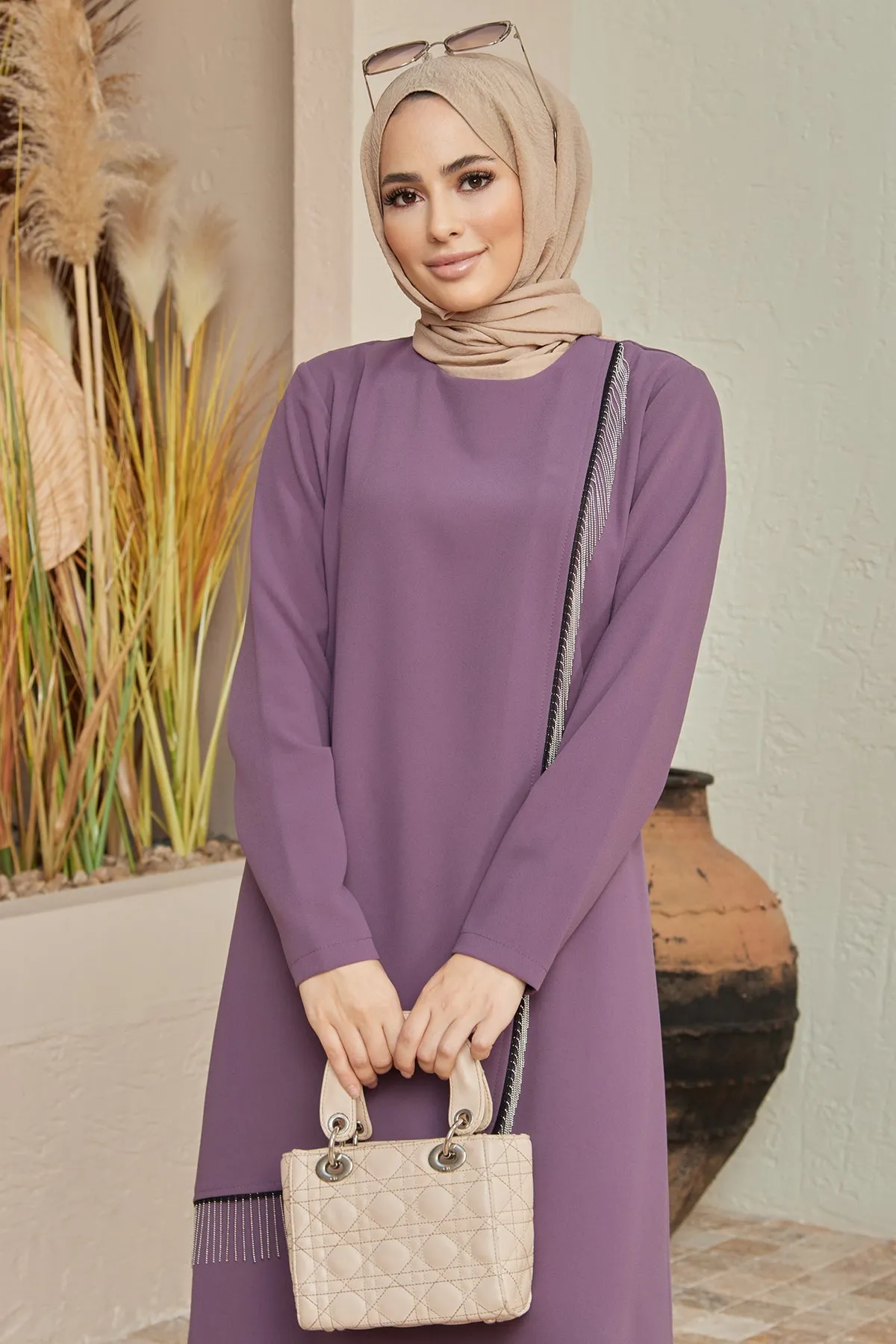ZRF Women Chain Detailed Tunic Pants Set - Lilac - Parla